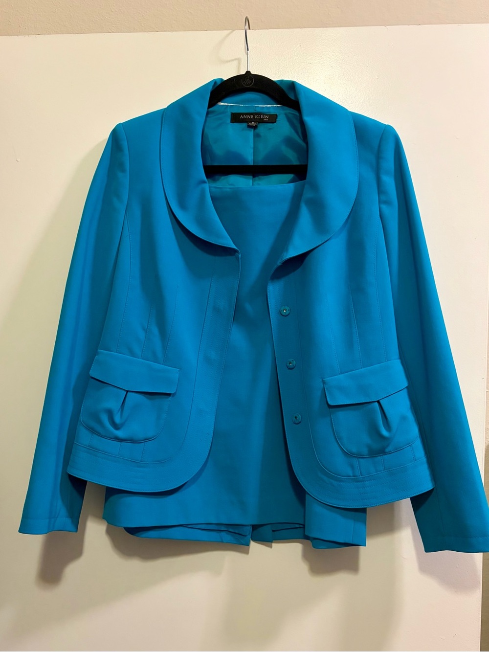Anne Klein Bright Teal Open-Collar Blazer